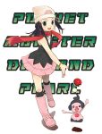  1girl beanie boots copyright_name hat hikari_(pokemon) lowres mime_jr. miniskirt pink_boots poke_ball pokemon sekiya_asami skirt solo 