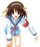  1girl armband brown_hair odaya odayan school_uniform serafuku short_hair solo suzumiya_haruhi suzumiya_haruhi_no_yuuutsu 