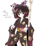  black_hair bow brown_eyes elf halloween japanese_clothes kimono lantern multicolored_hair pointy_ears redhead ribbon short_hair shunsei_(muratou) 