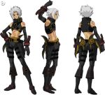  .hack// .hack//g.u. .hack//roots 1boy armpits bandai belt boots character_sheet cyber_connect_2 elbow_gloves gloves hack hand_on_hip haseo haseo_(.hack//) hips male_focus midriff silver_hair solo tattoo thigh_strap turnaround watermark 