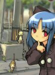  00s 1girl blue_hair cat finger_to_mouth len negy red_eyes solo tsukihime 