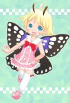  1girl blonde_hair fairy hatomugi_(mamotan) mary_janes pink_shoes shimon shimotsuma shoes solo thigh-highs wings 
