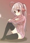  1girl animal_ears cat_ears glasses kujiran ponytail solo thigh-highs 