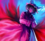  1girl animal_ears dutch_angle female gradient hands_in_sleeves hat long_sleeves oisin pillow_hat pink short_hair solo tabard touhou wide_sleeves yakumo_ran 