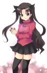  1girl fate/stay_night fate_(series) mei miniskirt skirt solo subaru_(yachika) thigh-highs tohsaka_rin turtleneck zettai_ryouiki 