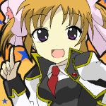  00s 1girl aliasing apricot_sakuraba bangs broccoli_(company) flower ga_rune_pose galaxy_angel galaxy_angel_rune looking_at_viewer lowres necktie oekaki open_mouth outline poorly_drawn puffy_sleeves ribbon short_hair smile solo twintails violet_eyes 