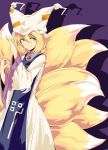  blonde_hair fox_tail hat kuze kyuubi multiple_tails parody style_parody surcoat tail touhou yakumo_ran yellow_eyes 