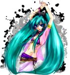  armpits arms_up bad_id blue_eyes hatsune_miku long_hair midriff navel ssk_(pixiv298144) twintails very_long_hair vocaloid 