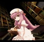  aro book crescent hat long_hair patchouli_knowledge purple_hair solo touhou ya_(pixiv) 