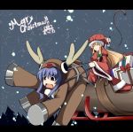  blonde_hair blue_hair christmas fujy hat hinanawi_tenshi multiple_girls red_eyes reindeer santa_costume touhou yakumo_yukari 