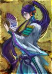  fan japanese_clothes kamui_gakupo long_hair male ponytail vocaloid zain 