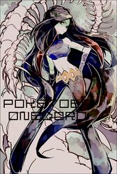  1girl azami_(pokemon) black_hair crop_top domu_(hamadura) frontier_brain long_hair midriff multicolored_hair pokemon pokemon_(game) pokemon_rse redhead solo two-tone_hair 