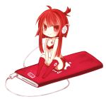  apple_inc. aruya_(flosrota) bad_id bikini_top digital_media_player headphones hotpants ipod minigirl original product_girl red_eyes red_hair redhead short_shorts shorts 