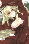  bad_id breasts cleavage dress hairband large_breasts red_eyes rozen_maiden silver_hair suigintou umitsuki wings 