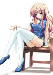  blue_eyes chair china_dress chinadress chinese_clothes earrings jewelry long_hair macross macross_frontier mycstea sheryl_nome sitting thigh-highs thighhighs 