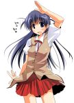  blue_hair long_hair ribbon school_rumble school_uniform short_twintails skirt theta_(ponkotsu_works) tsukamoto_tenma twintails 