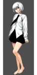  barefoot feet glasses legs necktie nyamota nyamota_(noraneko_koubou) original short_hair silver_hair skirt 