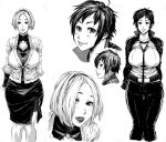  curvy huge_breasts jacket lips monochrome original perfection short_hair st-retcher wide_hips 