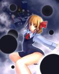  blonde_hair building city curvy darkness from_above hair_ribbon highres legs necktie orga_(pixiv) organ_derwald outstretched_arms red_eyes ribbon rumia short_hair solo spread_arms touhou 