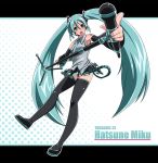  aqua_hair detached_sleeves hatsune_miku headset long_hair microphone microphone_stand pointing satsuki_imonet skirt thigh-highs thighhighs twintails very_long_hair vocaloid 
