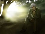  1boy akagi akagi_shigeru light male_focus nature old outdoors sitting solo ten_(manga) tree 