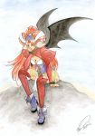  1girl bat_wings boots game_arts grandia grandia_ii highres long_hair millenia_(grandia) redhead solo thigh-highs wings 