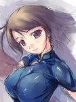  1girl amei_sumeru breasts china_dress chinese_clothes dress erect_nipples large_breasts original shiny solo 