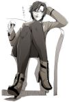  1girl alcohol boots chie_hallard cup cupping_glass drinking_glass face glasses high_heels kyo_(kuroichigo) legs legs_crossed monochrome my-otome pantyhose shoes sitting solo wine wine_glass 