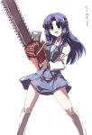  1girl asakura_ryouko chainsaw half_updo school_uniform serafuku solo suzumiya_haruhi_no_yuuutsu tokyo_(great_akuta) 