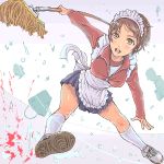  1girl artist_request copyright_request lowres maid mop oekaki solo 