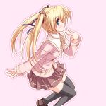  1girl blonde_hair blue_eyes happiness! hiiragi_anri miniskirt skirt solo thigh-highs twintails zettai_ryouiki 