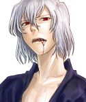  00s 1boy blood blood_in_mouth blood_on_face fangs japanese_clothes looking_at_viewer male_focus red_eyes short_hair solo tohno_shiki_(original) toono_shiki_(2) tsukihime upper_body white_hair 