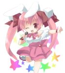  1girl animal_ears bow di_gi_charat hamamo microphone one_eye_closed pink_bow solo usada_hikaru wink 