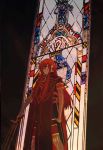  1boy asch gloves long_hair male_focus redhead solo stained_glass surcoat sword tales_of_(series) tales_of_the_abyss weapon 