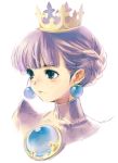 1girl atlus blue_eyes braid crown earrings gradiel gradriel gradriel_de_valendia high_collar jewelry kawata_hisashi princess_crown purple_hair solo 
