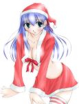  1girl bad_anatomy breasts christmas cleavage fate/stay_night fate_(series) female hat long_hair matou_sakura poorly_drawn santa_costume simple_background skirt solo standing thigh-highs x-mas 