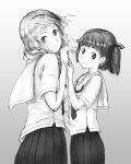  2girls aihara_nana kimi_kiss lowres mizusawa_mao monochrome multiple_girls pomo_rosso school_uniform serafuku 