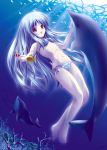  barefoot bikini dolphin fish freediving long_hair red_eyes side-tie_bikini swimsuit underwater water yamamoto_nori 