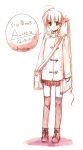  1girl coat kneehighs long_hair monochrome original pink plaid plaid_skirt shouna_mitsuishi skirt solo thigh-highs 