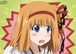  1girl blue_eyes blush fuyou_kaede hairband lowres open_mouth orange_hair ribbon shuffle! solo 