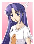  1girl asakura_ryouko azumanga_daioh blue_hair chiyo_chichi half_updo purple_hair solo suzumiya_haruhi_no_yuuutsu violet_eyes waku 