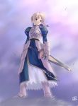  armor blonde_hair fate/stay_night fate_(series) green_eyes saber standing sword tsuina weapon 