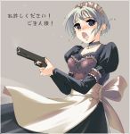  combat_maid grey_hair gun handgun maid original pistol translated weapon yurikuta_tsukumi 