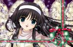  00s 1girl :d artist_request blue_eyes blush brown_hair christmas church close-up cute english eyebrows eyebrows_visible_through_hair face long_hair looking_at_viewer merry_christmas moe open_mouth scarf sidelocks smile solo text tohno_akiha tsukihime very_long_hair white_scarf 