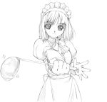  00s 1girl face hands hisui ladle maid monochrome simple_background sketch solo tsukihime yamaguchi_homupe 
