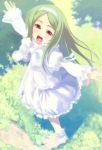  dress green_hair hairband happy long_hair outstretched_arms spread_arms 