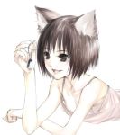  1girl animal_ears bird brown_hair camisole cat_ears es es_(cah60700) original penguin solo 