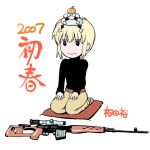  00s 2007 aida_yuu bullpup dragunov_svd gun gunslinger_girl kagami_mochi new_year rico rifle sniper_rifle suppressor weapon 