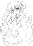  1girl happiness! hiiragi_anri monochrome narumi_yuu_(bunbukudou) simple_background sketch solo twintails 