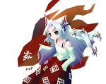  00s 1girl 2007 alternate_costume bare_shoulders bow female fujiwara_no_mokou grey_eyes hair_ribbon hands_in_pockets long_hair long_sleeves looking_at_viewer ofuda ribbon silver_hair simple_background solo takanashi_akihito touhou very_long_hair white_eyes white_hair 